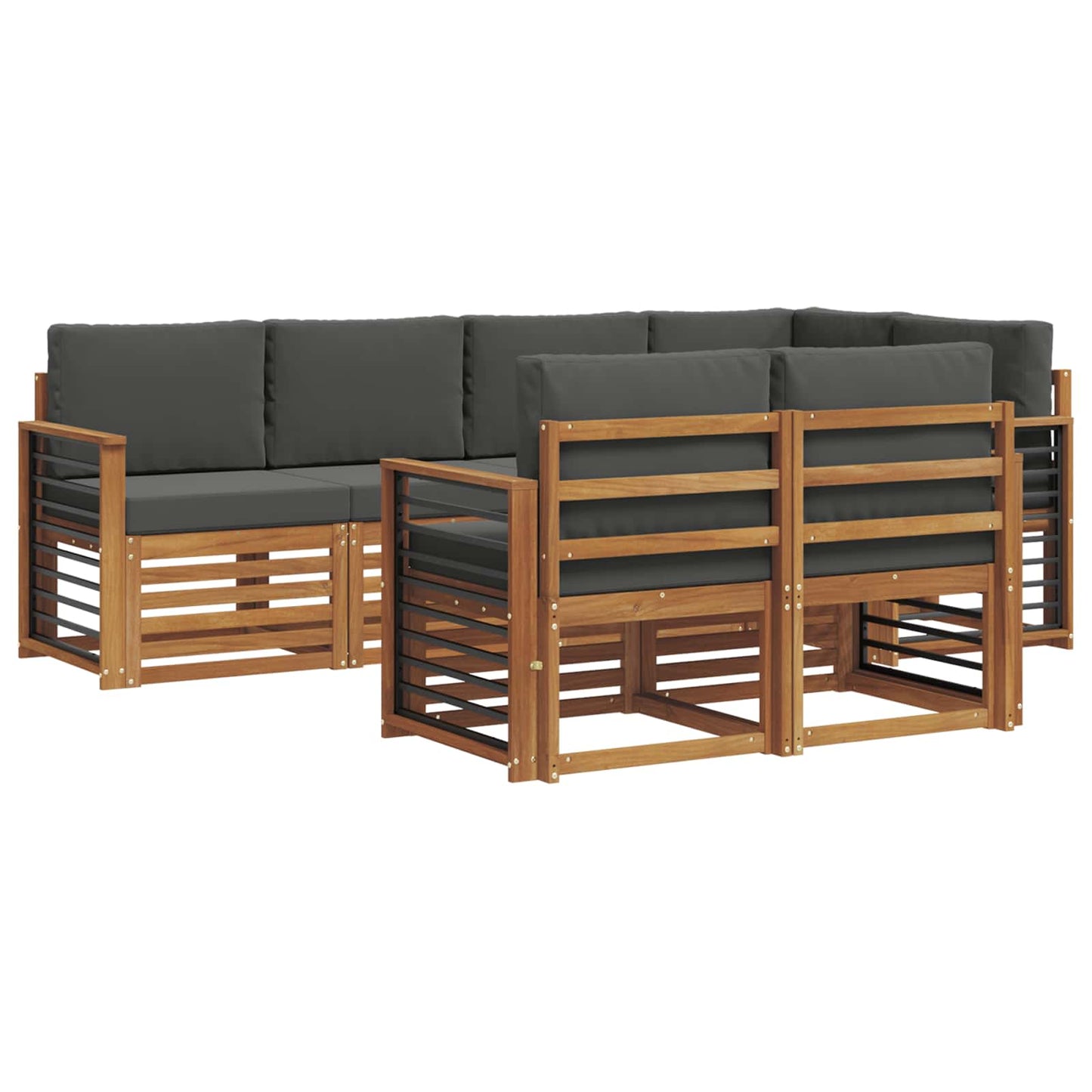 Set divano sezionale con cuscino 7 pcs Naturale e Antracite
