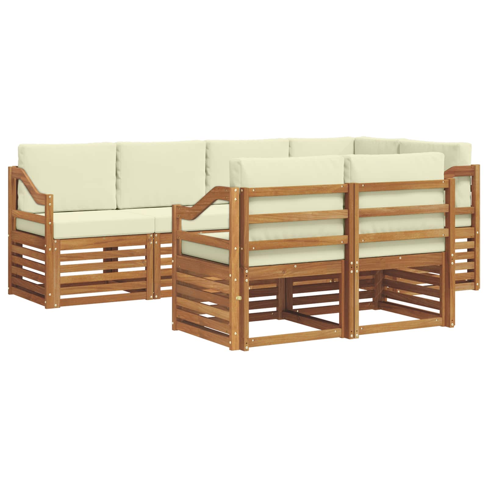 Set divano sezionale con cuscino 7 pcs Naturale e Crema | homemem39