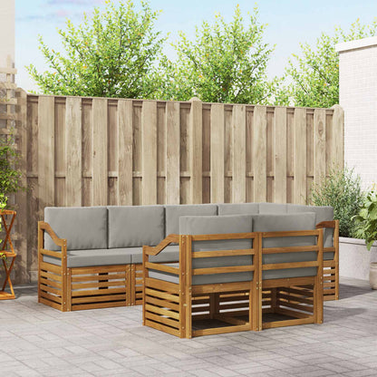 Set divano sezionale con cuscino 7 pcs Grigio Naturale e Chiaro