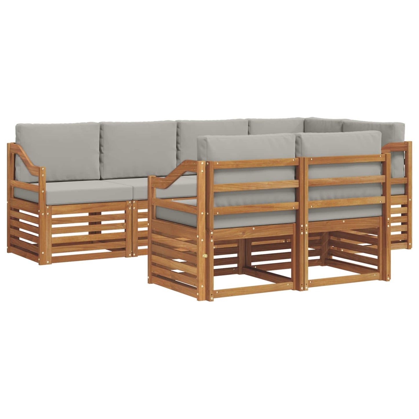 Set divano sezionale con cuscino 7 pcs Grigio Naturale e Chiaro