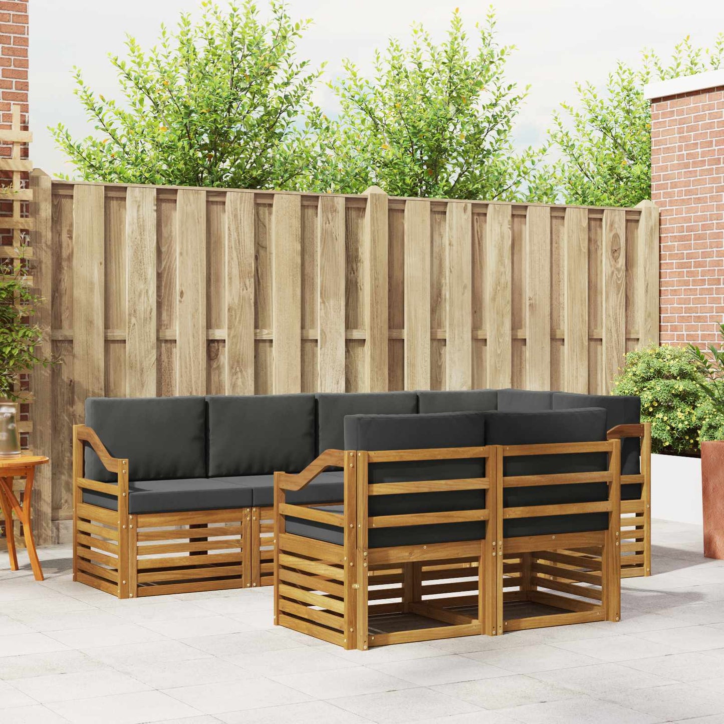 Set divano sezionale con cuscino 7 pcs Naturale e Antracite | homemem39