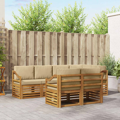 Set divano sezionale con cuscino 7 pcs Naturale e Beige