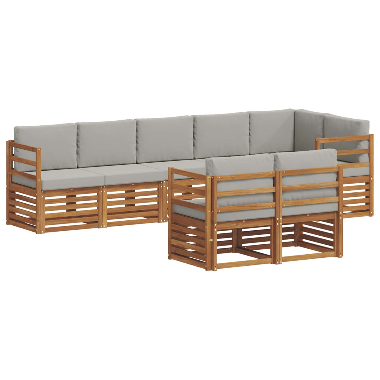 Set divani con cuscino 8 pcs Grigio Naturale e Chiaro | homemem39
