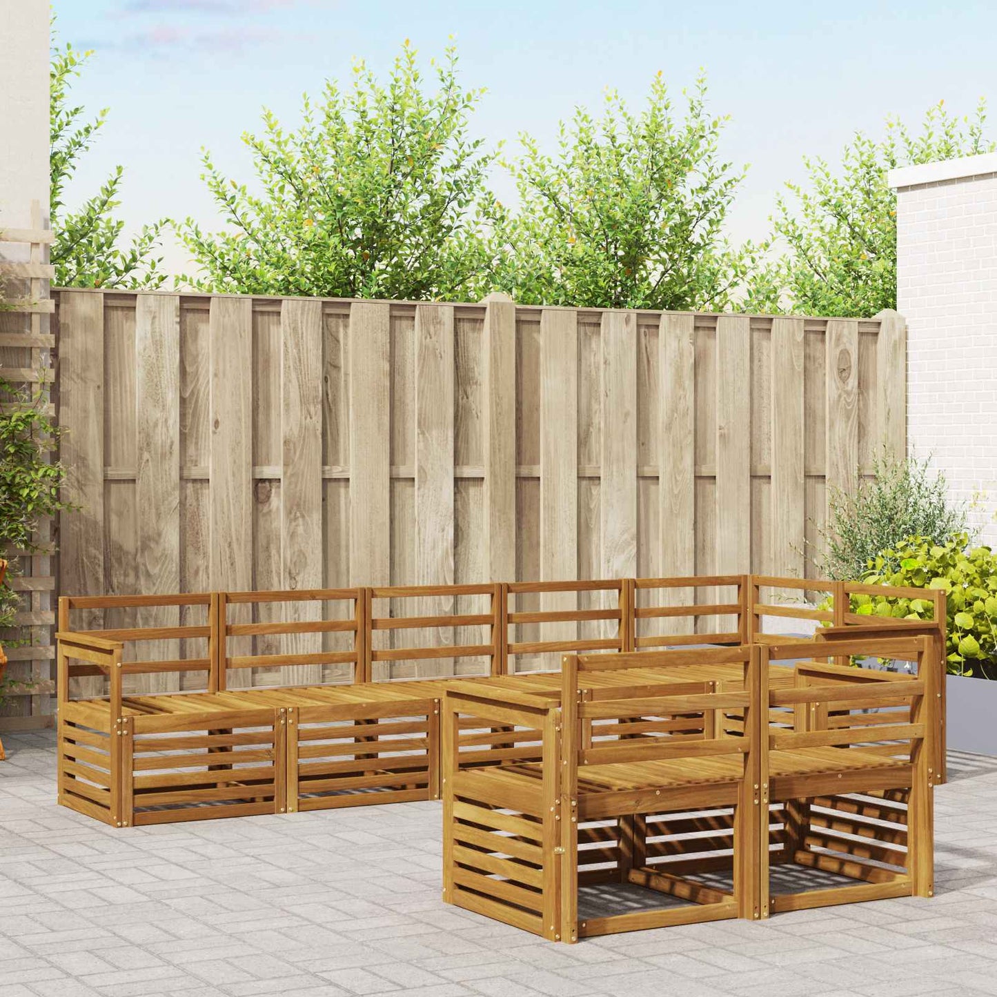 Set divani 8 pcs Naturale Legno di Acacia Massello