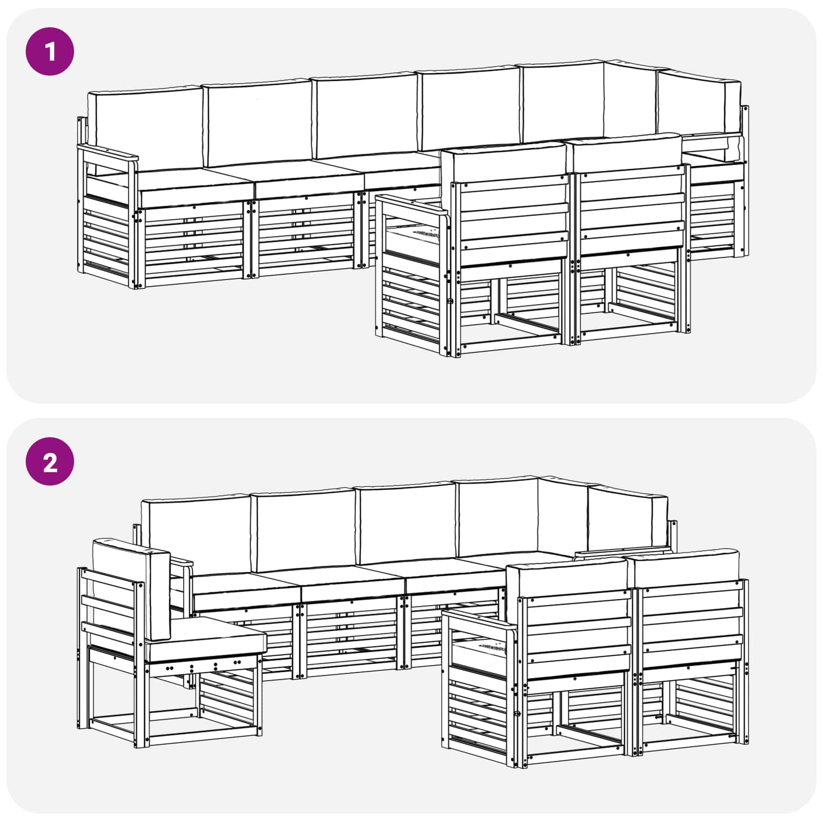 Set divani con cuscino 8 pcs Grigio Naturale e Chiaro | homemem39