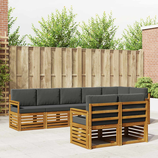 Set divani 8 pcs Naturale e Antracite Legno di Acacia Massello