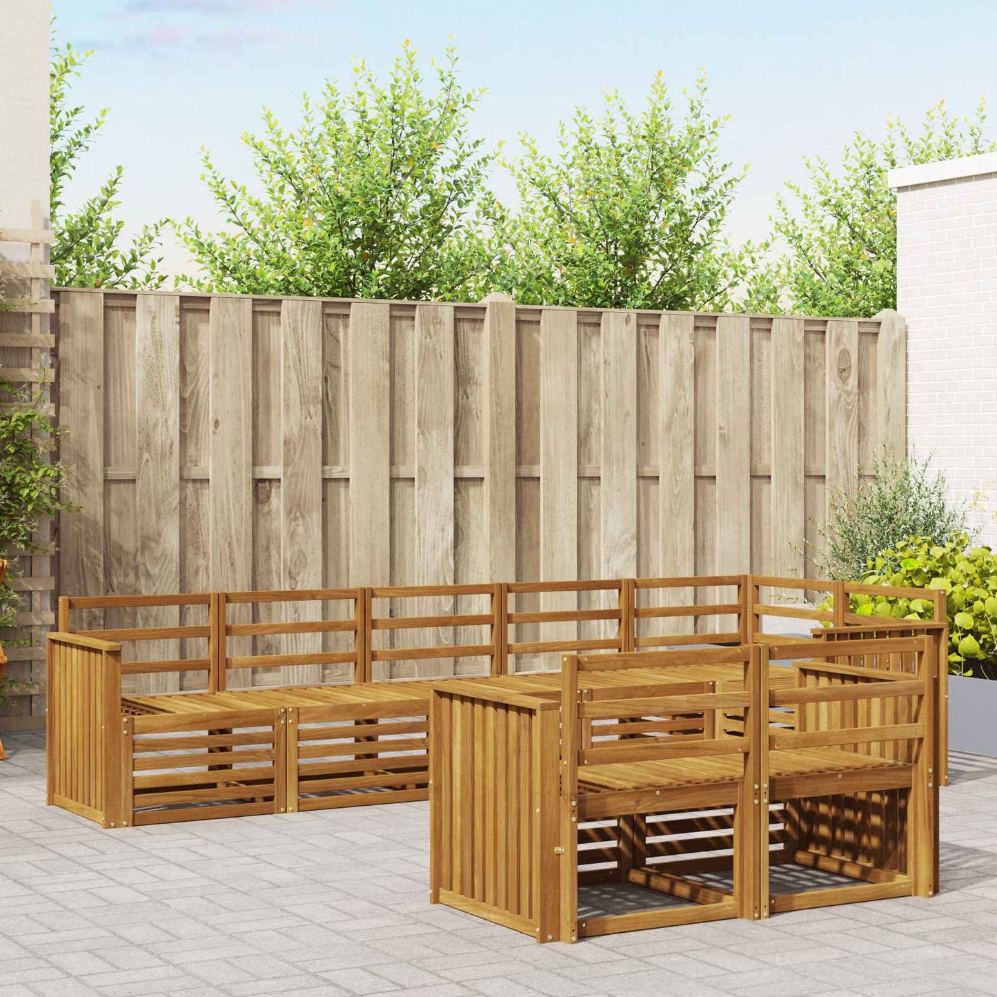 Set divani 8 pcs Naturale Legno di Acacia Massello
