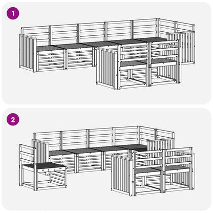 Set divani 8 pcs Naturale Legno di Acacia Massello