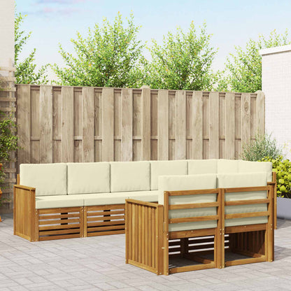 Set divani 8 pcs Naturale e Crema Legno di Acacia Massello | homemem39