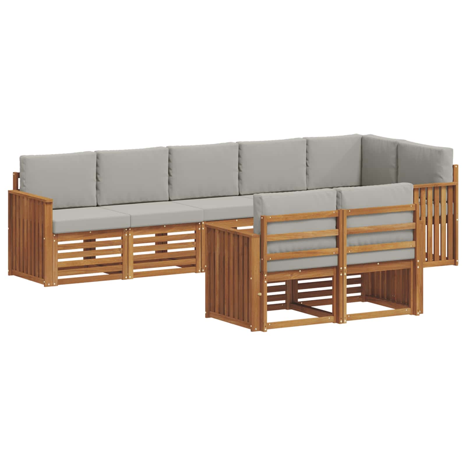 Set divani con cuscino 8 pcs Grigio Naturale e Chiaro | homemem39