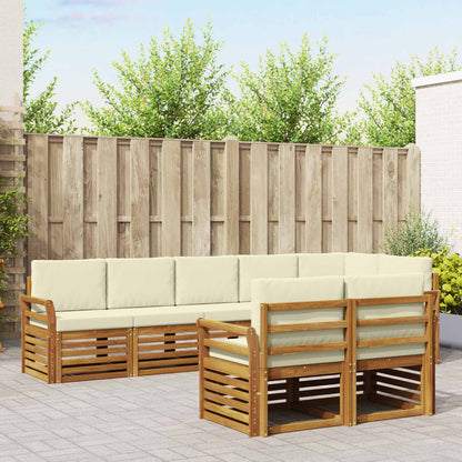 Set divani 8 pcs Naturale e Crema Legno di Acacia Massello