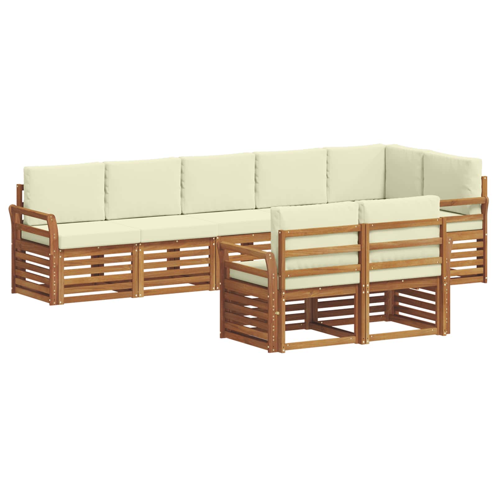 Set divani 8 pcs Naturale e Crema Legno di Acacia Massello | homemem39