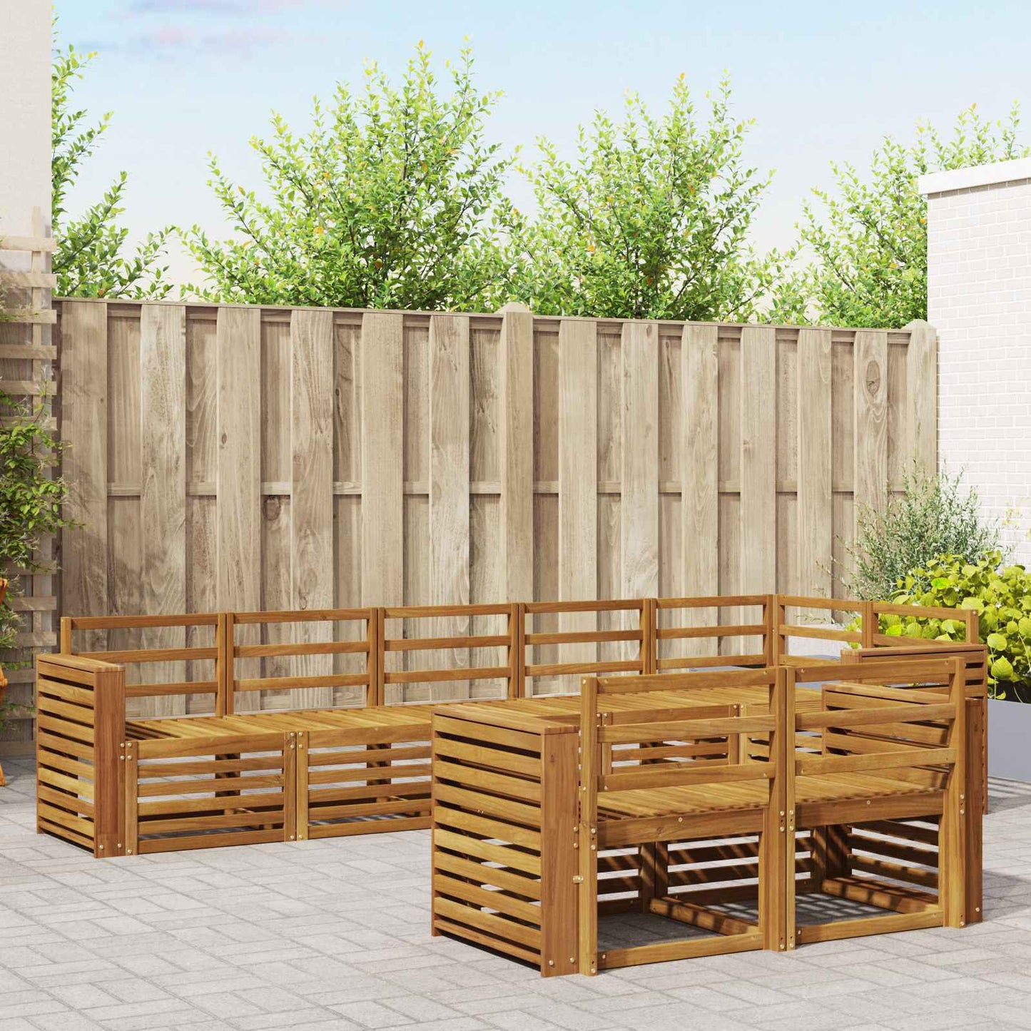Set divani 8 pcs Naturale Legno di Acacia Massello | homemem39