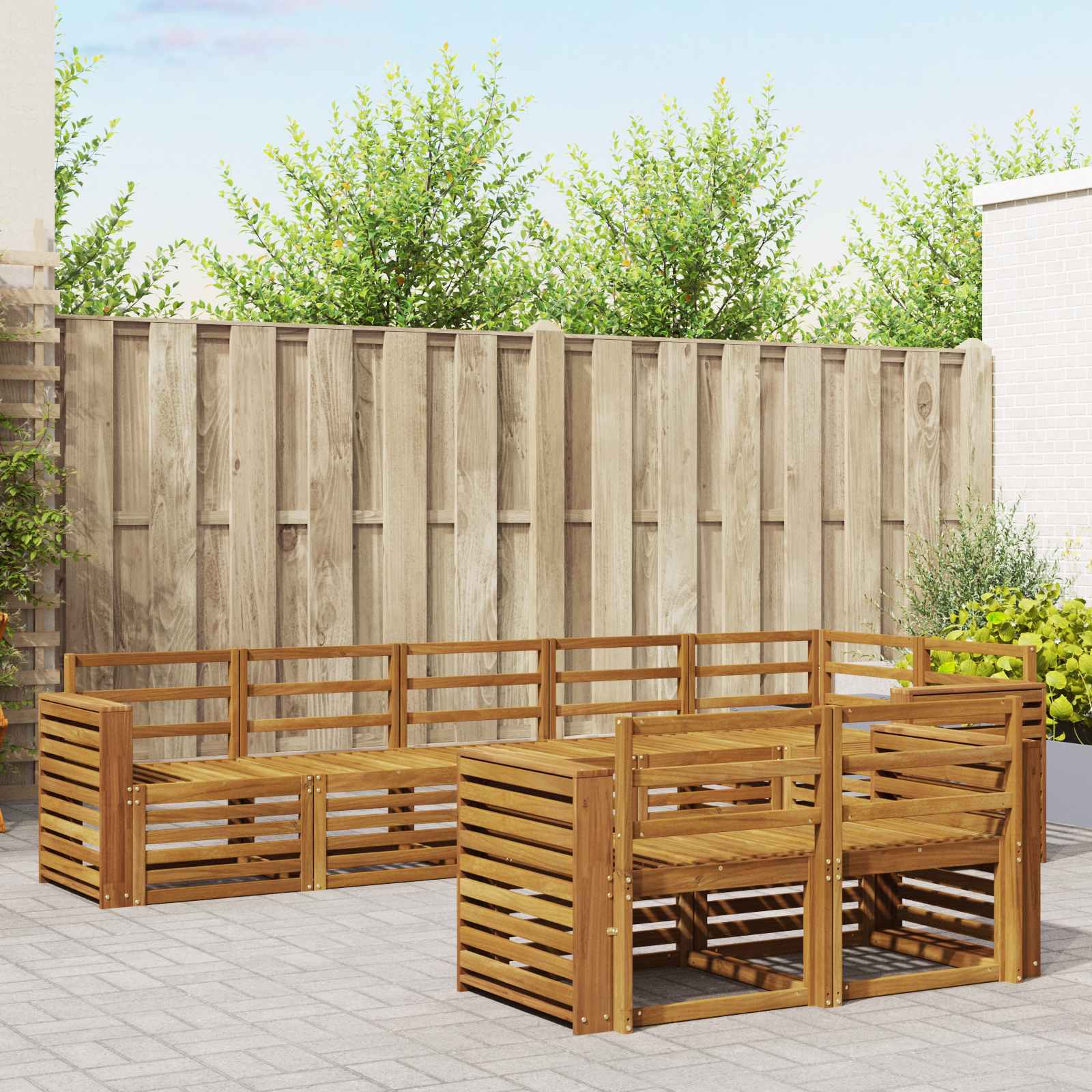 Set divani 8 pcs Naturale Legno di Acacia Massello | homemem39