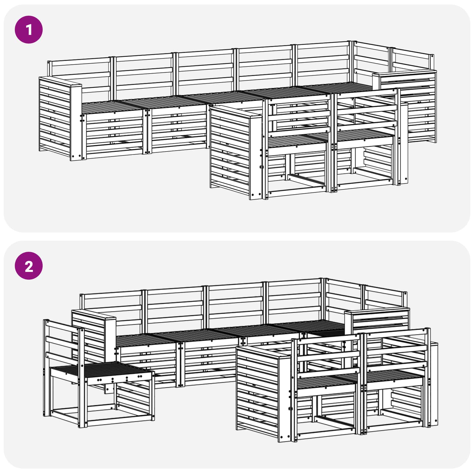 Set divani 8 pcs Naturale Legno di Acacia Massello | homemem39