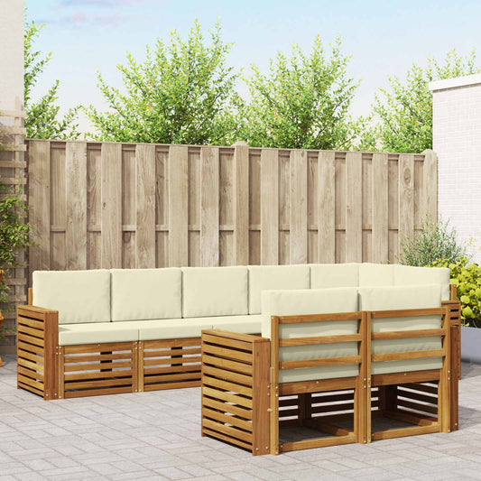 Set divani 8 pcs Naturale e Crema Legno di Acacia Massello | homemem39