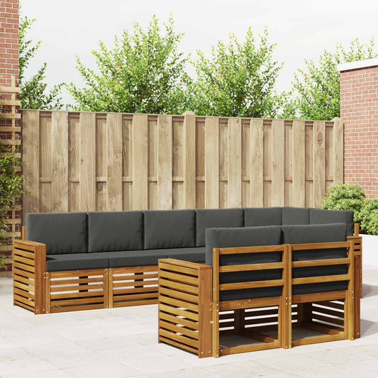 Set divani 8 pcs Naturale e Antracite Legno di Acacia Massello