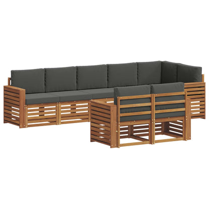 Set divani 8 pcs Naturale e Antracite Legno di Acacia Massello | homemem39
