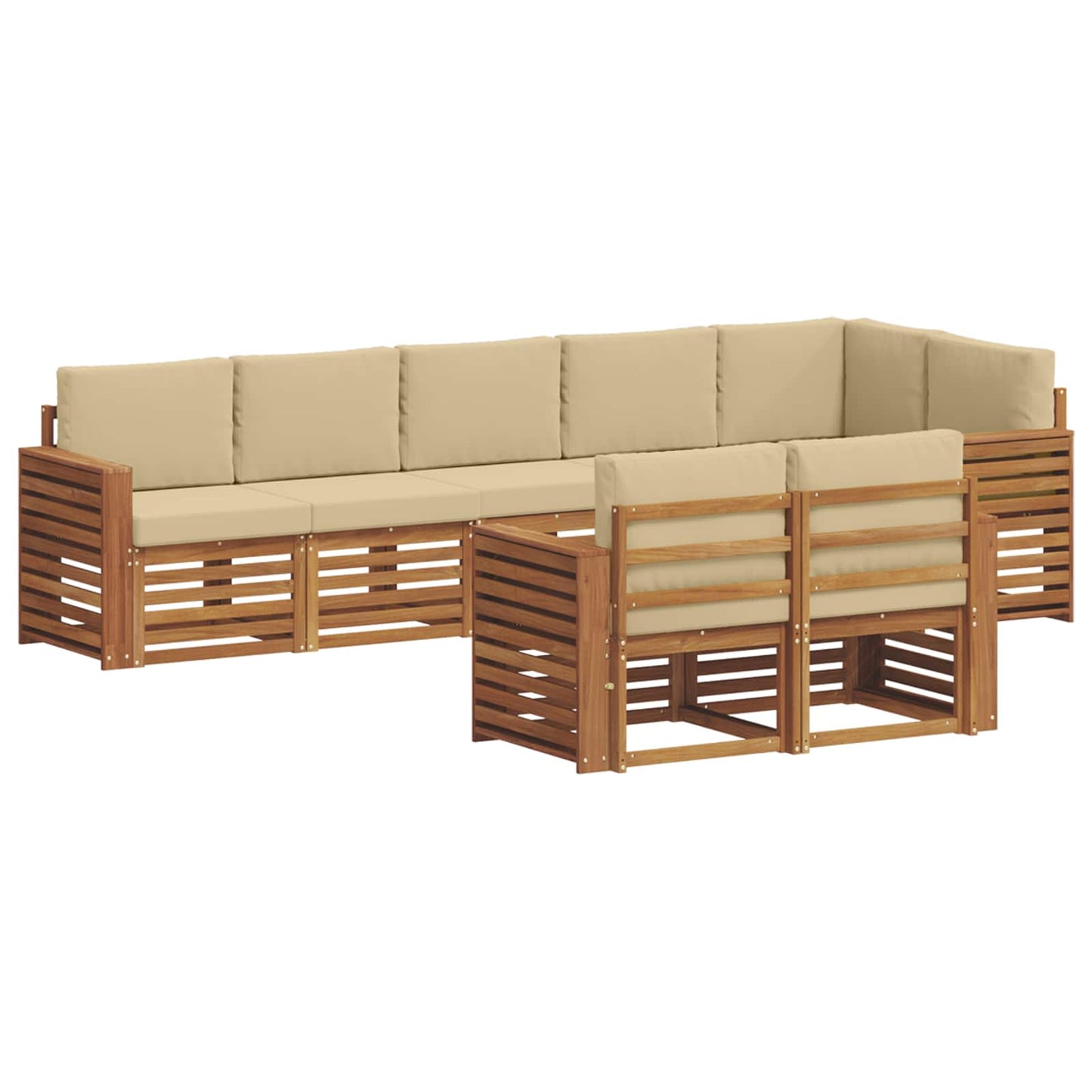 Set divani 8 pcs Naturale e Beige Legno di Acacia Massello | homemem39