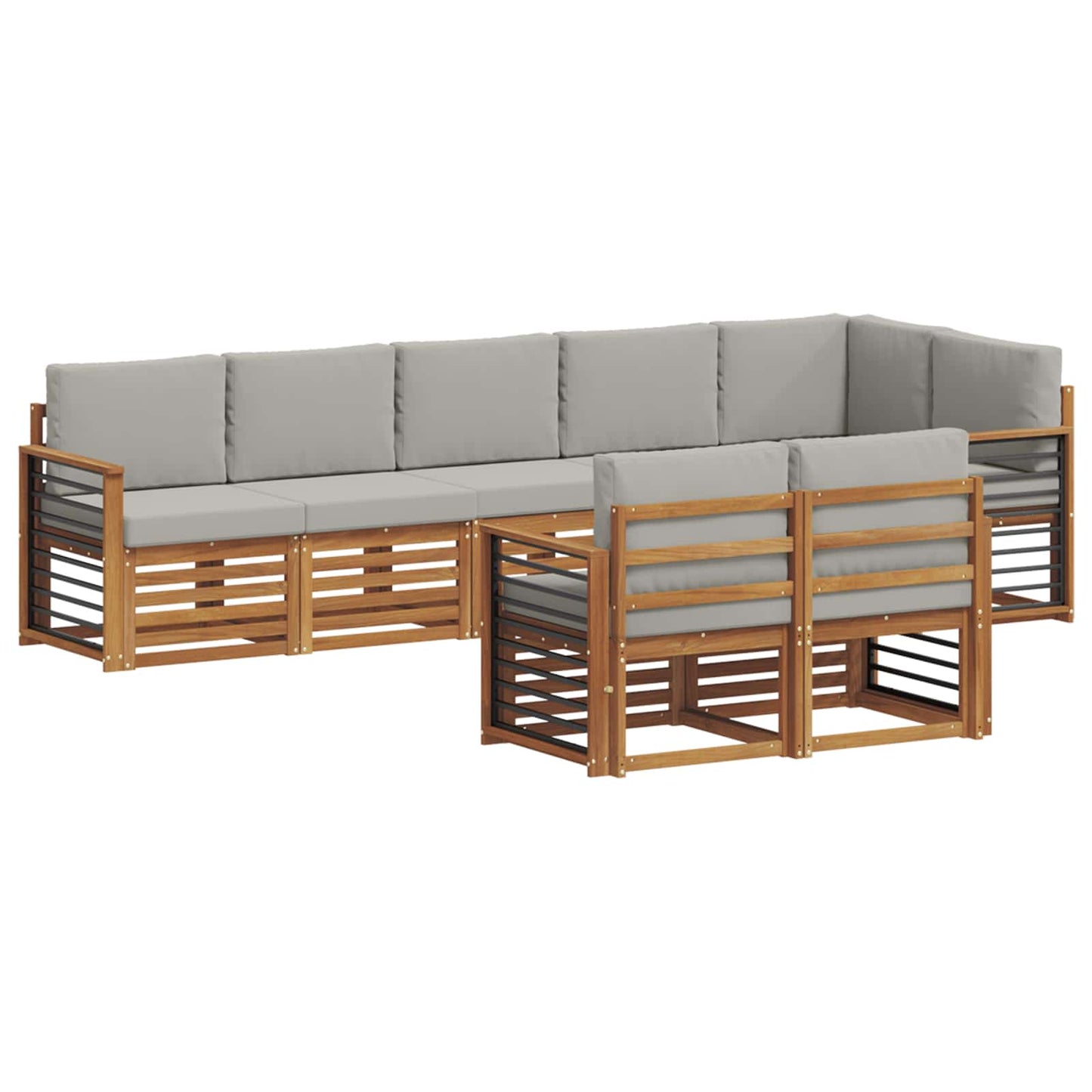 Set divani con cuscino 8 pcs Grigio Naturale e Chiaro