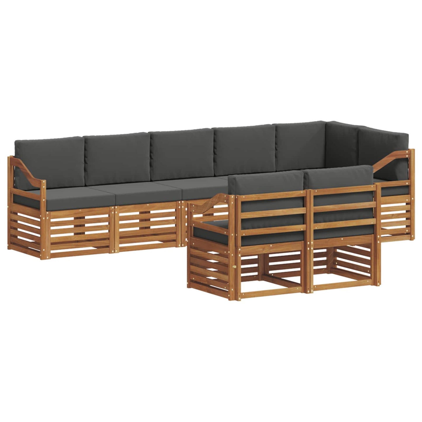 Set divani 8 pcs Naturale e Antracite Legno di Acacia Massello | homemem39