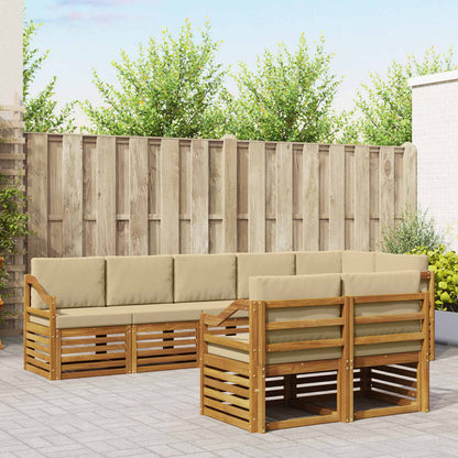 Set divani 8 pcs Naturale e Beige Legno di Acacia Massello | homemem39