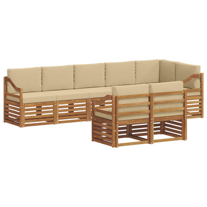 Set divani 8 pcs Naturale e Beige Legno di Acacia Massello | homemem39