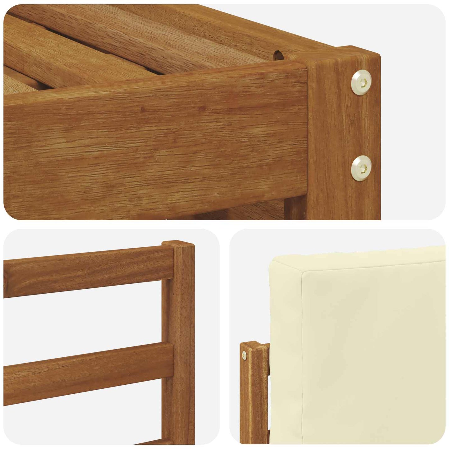 Set divani 9 pcs Naturale e Crema Legno di Acacia Massello | homemem39
