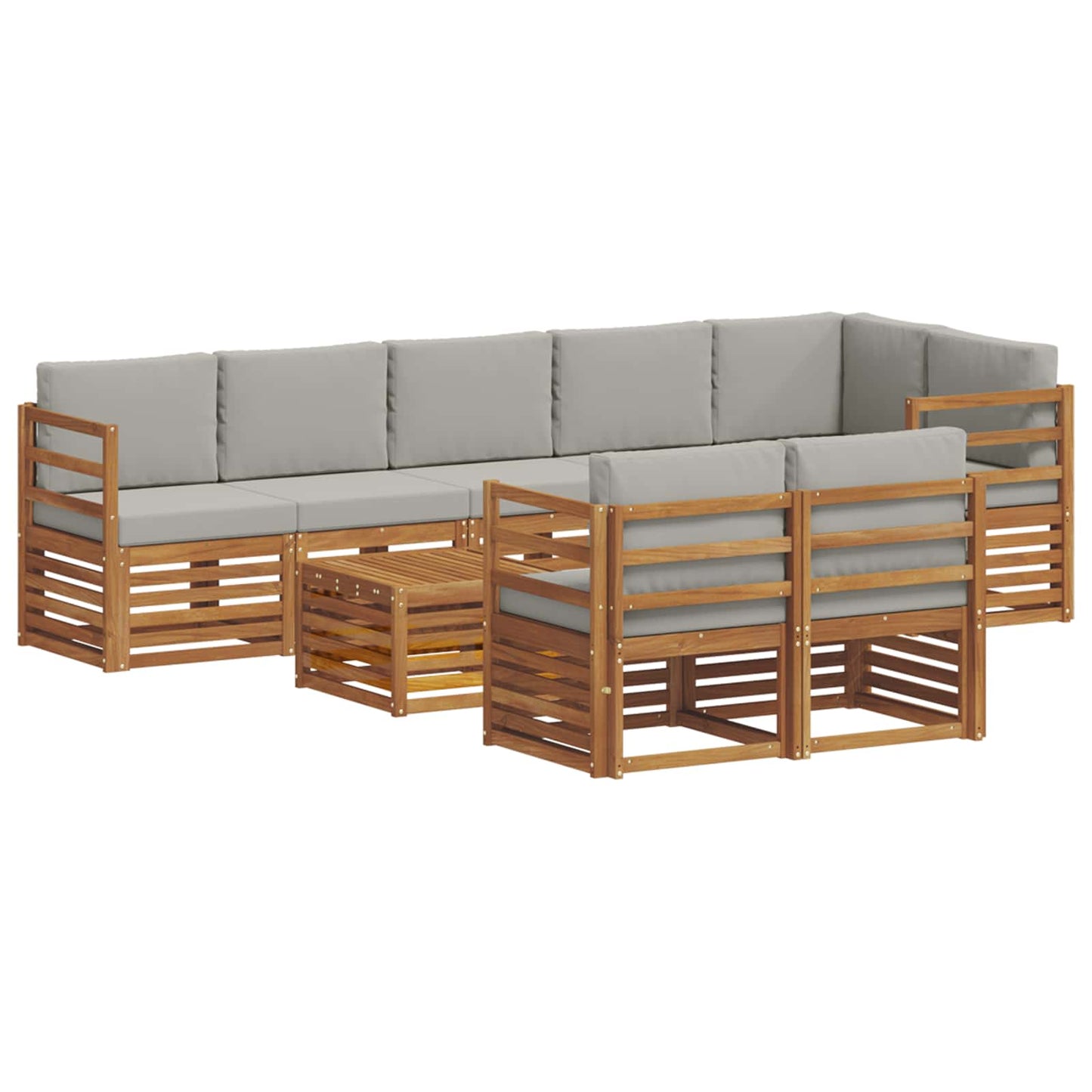 Set divani con cuscino 9 pcs Grigio Naturale e Chiaro