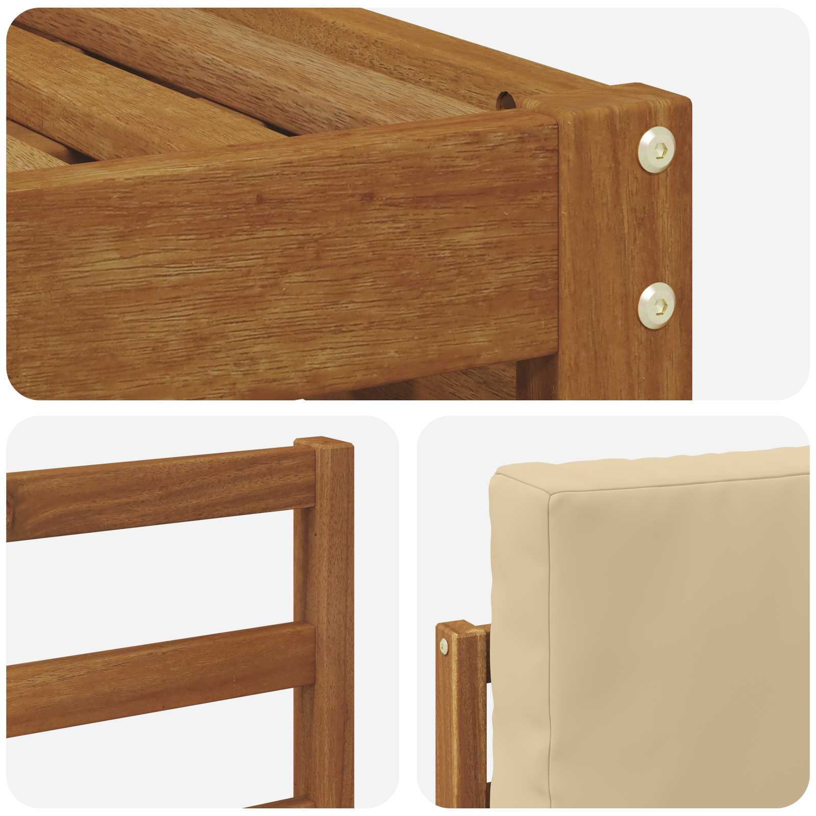 Set divani 9 pcs Naturale e Beige Legno di Acacia Massello | homemem39