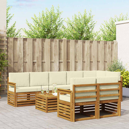 Set divani 9 pcs Naturale e Crema Legno di Acacia Massello