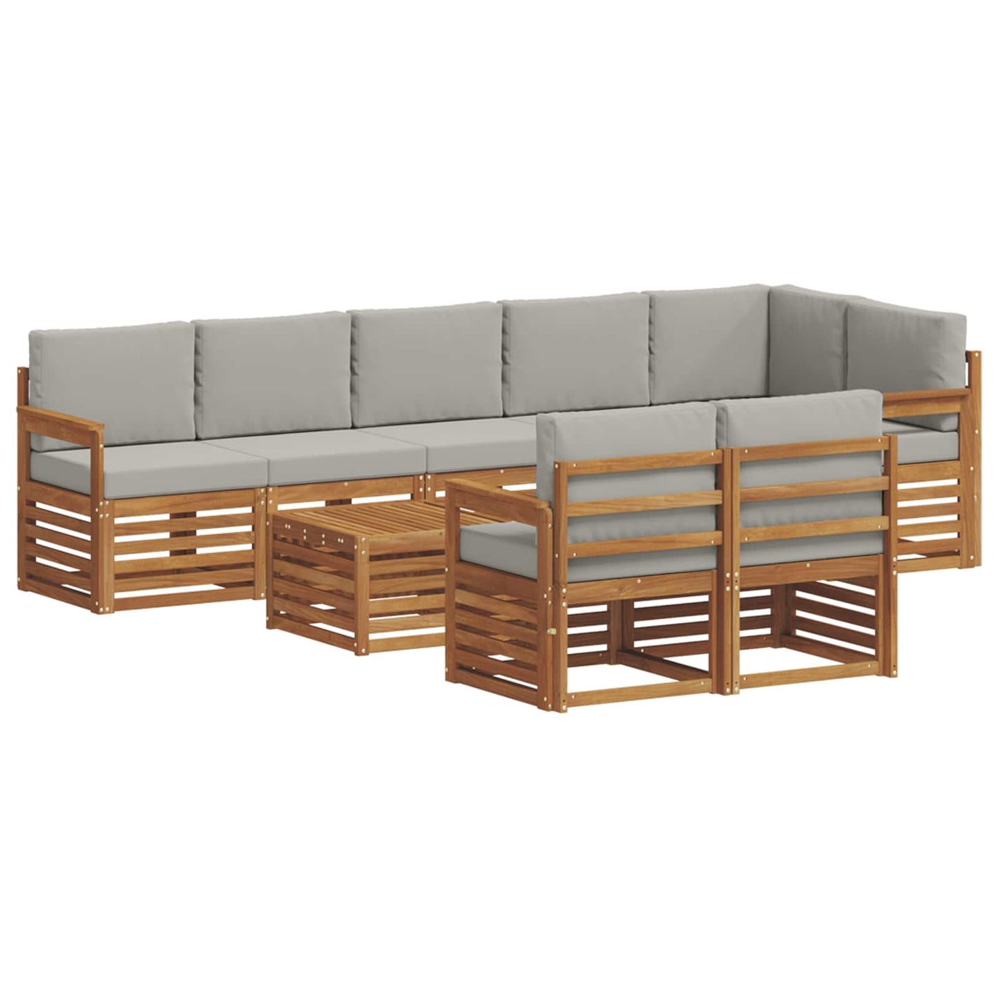 Set divani con cuscino 9 pcs Grigio Naturale e Chiaro