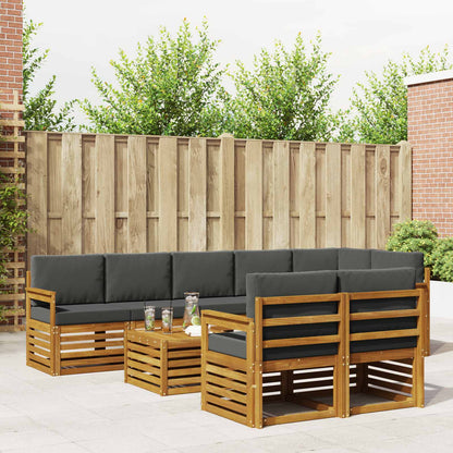 Set divani 9 pcs Naturale e Antracite Legno di Acacia Massello