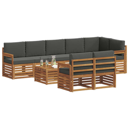 Set divani 9 pcs Naturale e Antracite Legno di Acacia Massello
