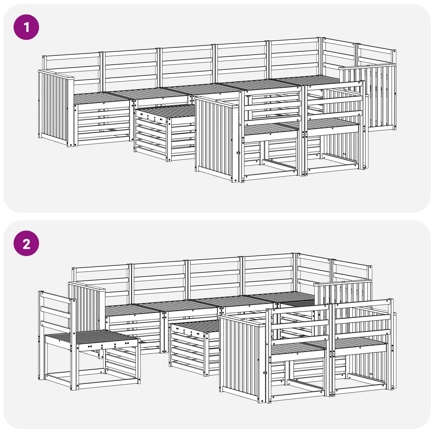 Set divani 9 pcs Naturale Legno di Acacia Massello | homemem39