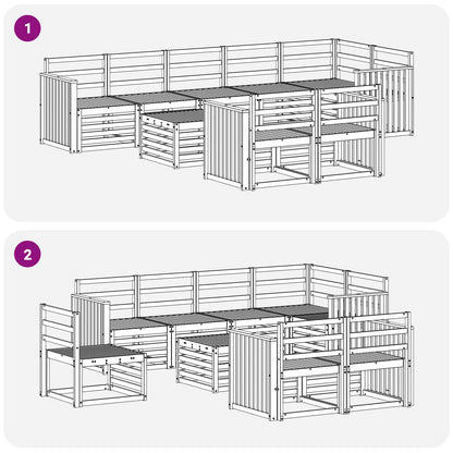 Set divani 9 pcs Naturale Legno di Acacia Massello | homemem39