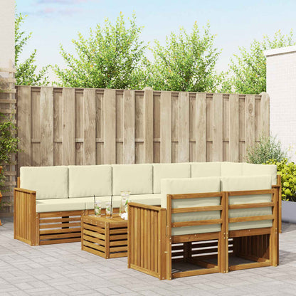 Set divani 9 pcs Naturale e Crema Legno di Acacia Massello | homemem39