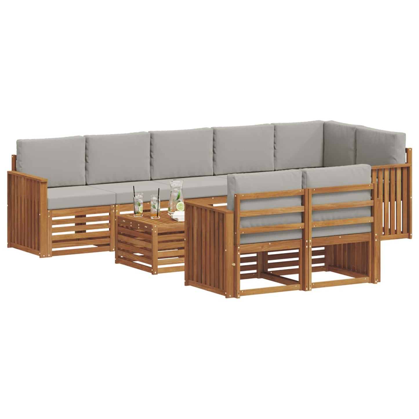 Set divani con cuscino 9 pcs Grigio Naturale e Chiaro | homemem39