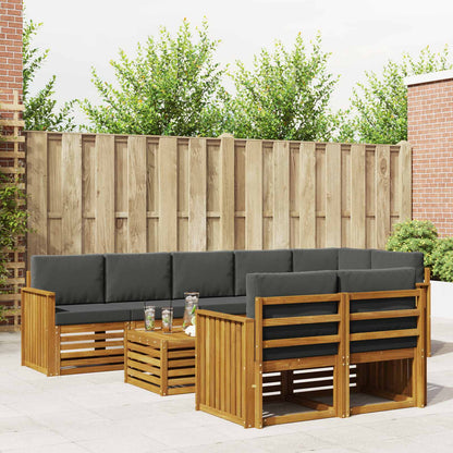 Set divani 9 pcs Naturale e Antracite Legno di Acacia Massello | homemem39