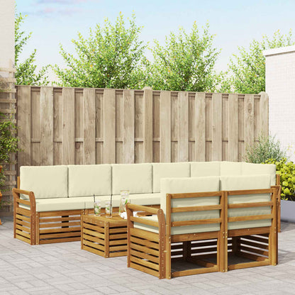 Set divani 9 pcs Naturale e Crema Legno di Acacia Massello