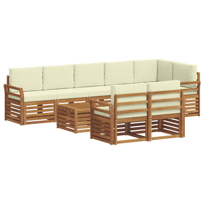 Set divani 9 pcs Naturale e Crema Legno di Acacia Massello
