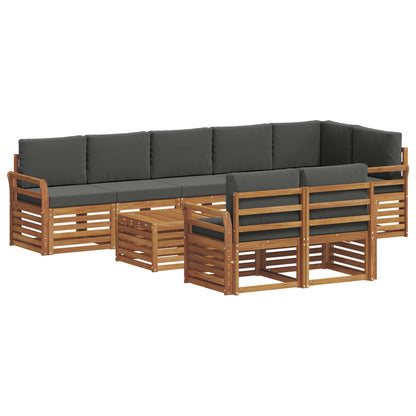 Set divani 9 pcs Naturale e Antracite Legno di Acacia Massello | homemem39