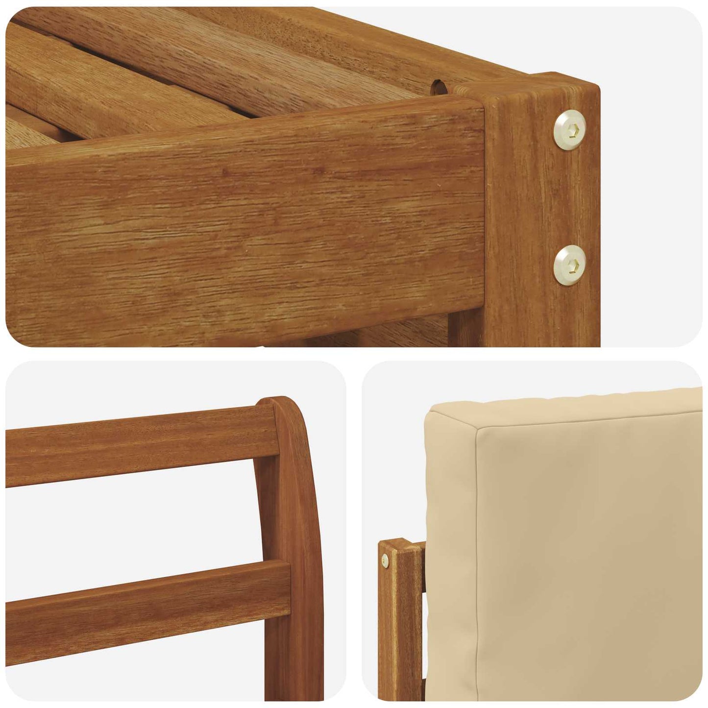 Set divani 9 pcs Naturale e Beige Legno di Acacia Massello | homemem39