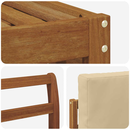 Set divani 9 pcs Naturale e Beige Legno di Acacia Massello | homemem39