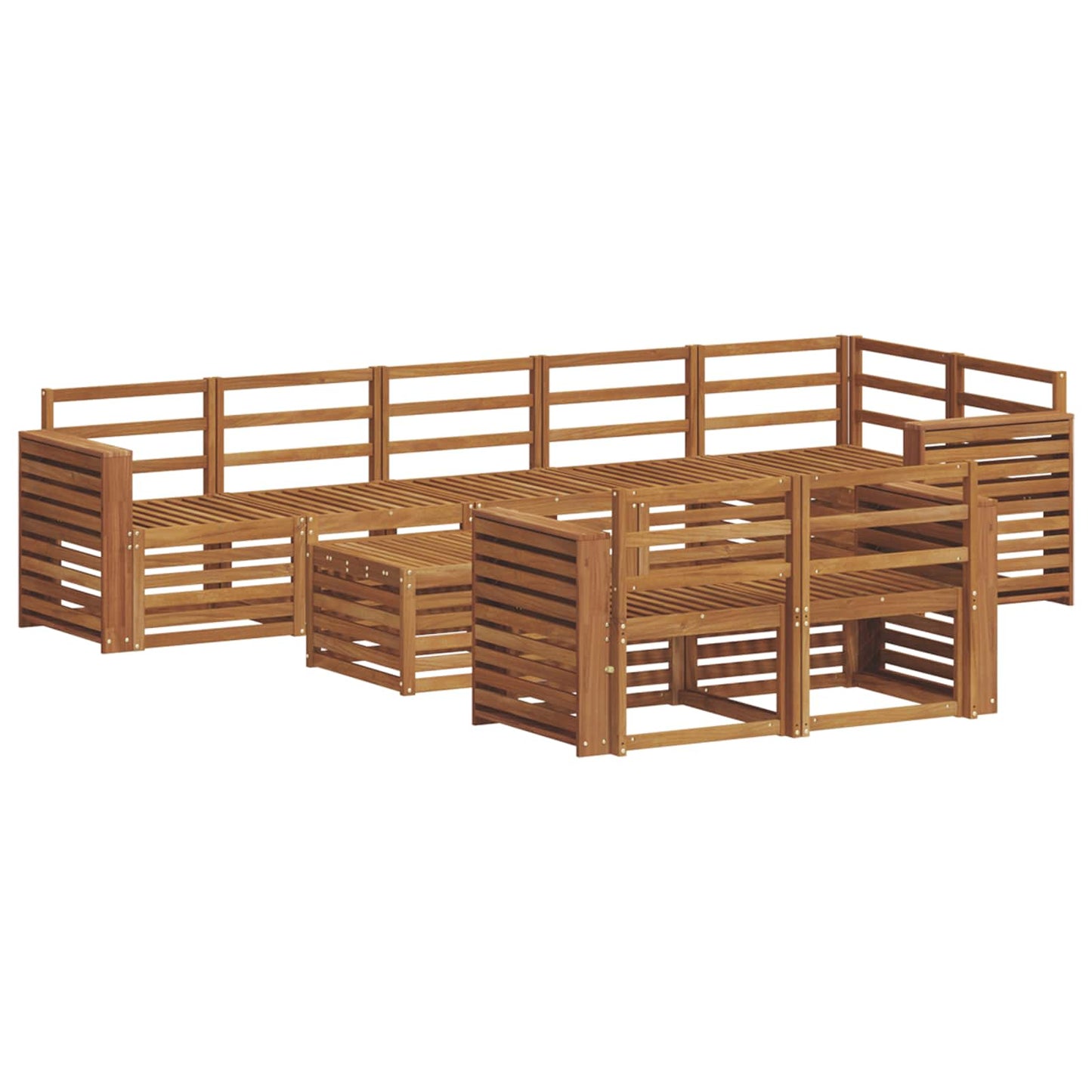 Set divani 9 pcs Naturale Legno di Acacia Massello