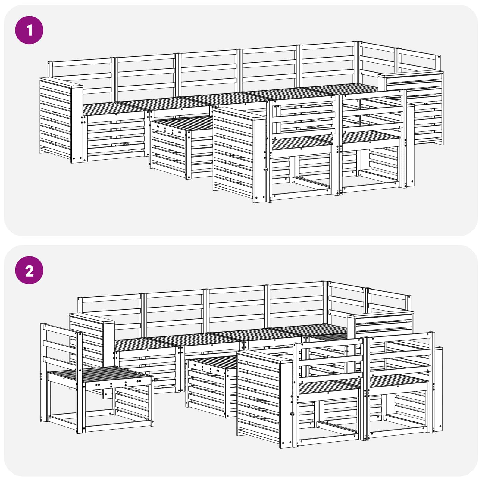 Set divani 9 pcs Naturale Legno di Acacia Massello | homemem39