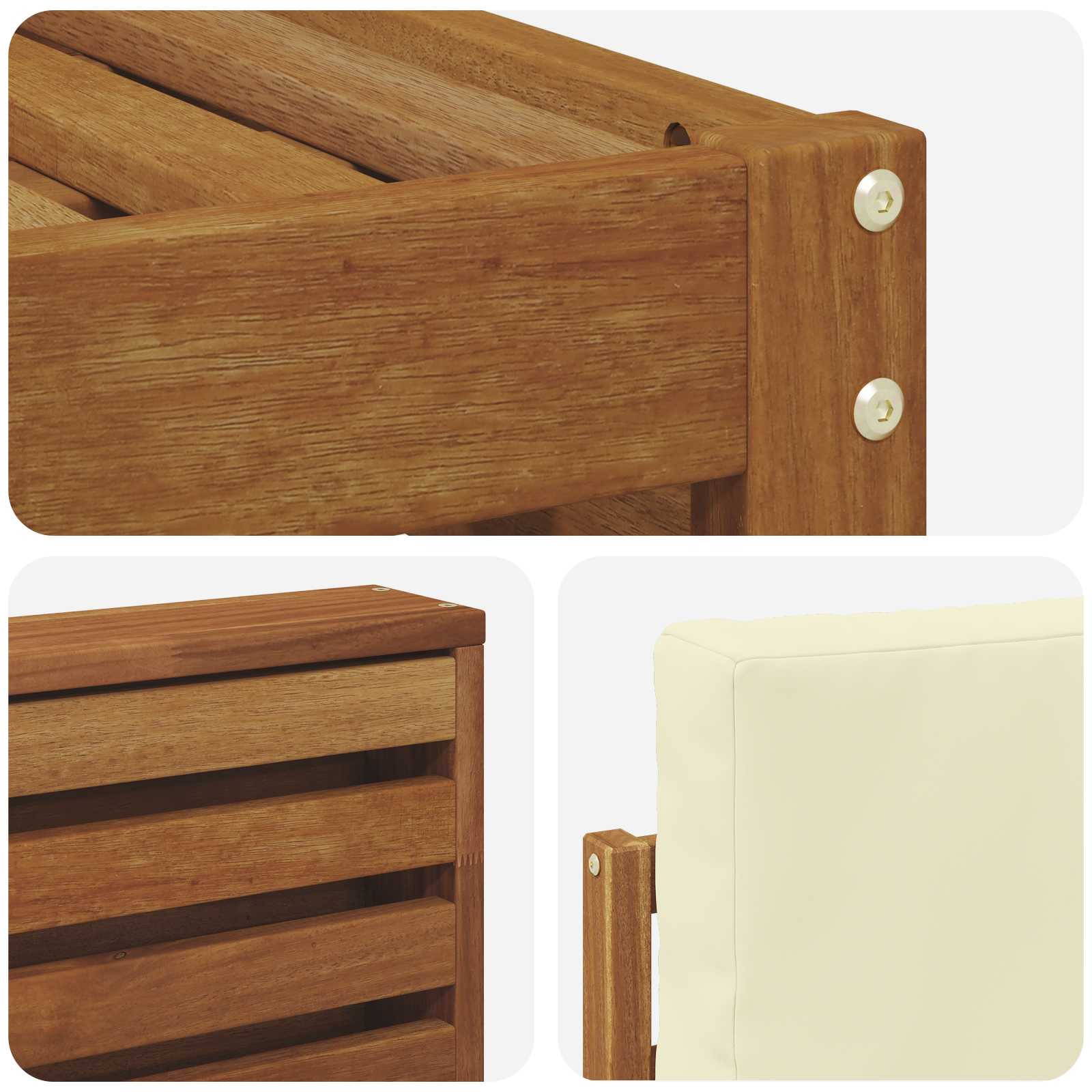 Set divani 9 pcs Naturale e Crema Legno di Acacia Massello | homemem39