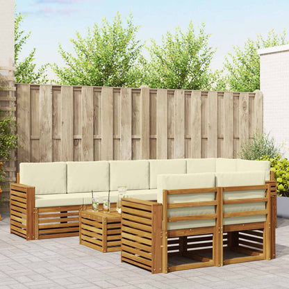 Set divani 9 pcs Naturale e Crema Legno di Acacia Massello