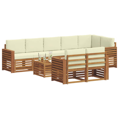 Set divani 9 pcs Naturale e Crema Legno di Acacia Massello | homemem39
