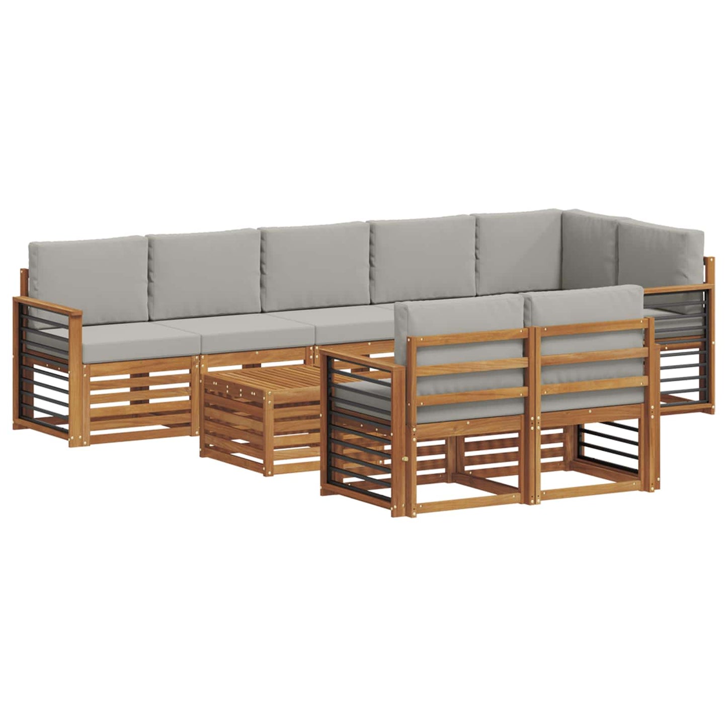 Set divani con cuscino 9 pcs Grigio Naturale e Chiaro | homemem39
